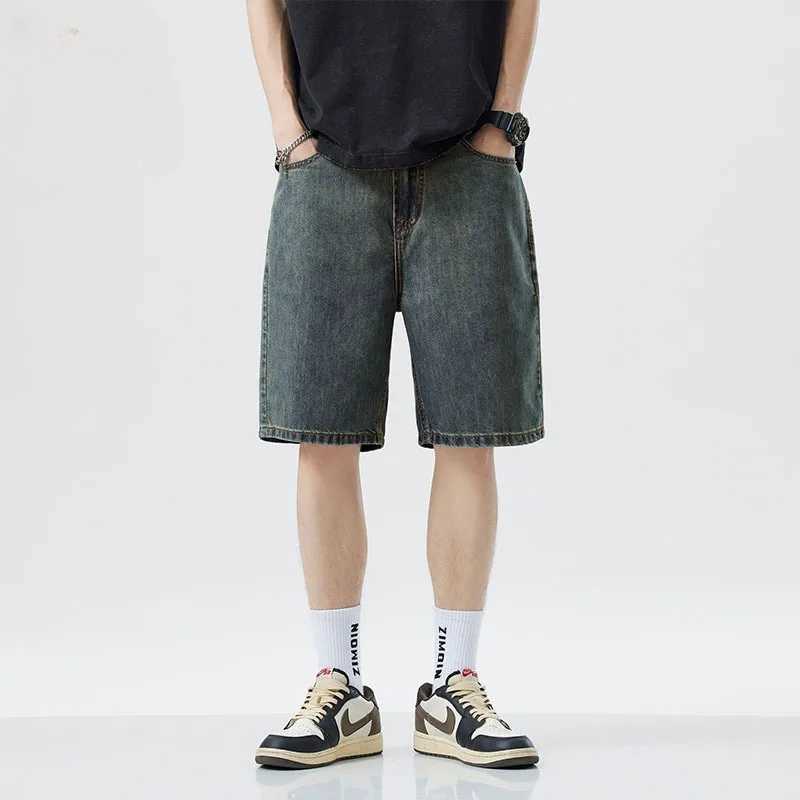 2025 New Style Vintage Mens Jeans Summer Loose Male Wide Leg Knee Length Shorts New Washed Fashion Short Denim PantsXJ251025