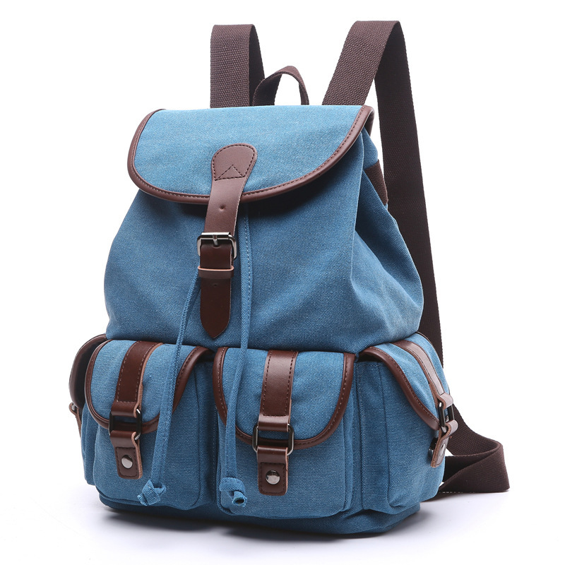 New Canvas Designer Backpack Korean Fashion Women's Backpack Student Solid Color Multi Pocket Outdoor Travel Bag