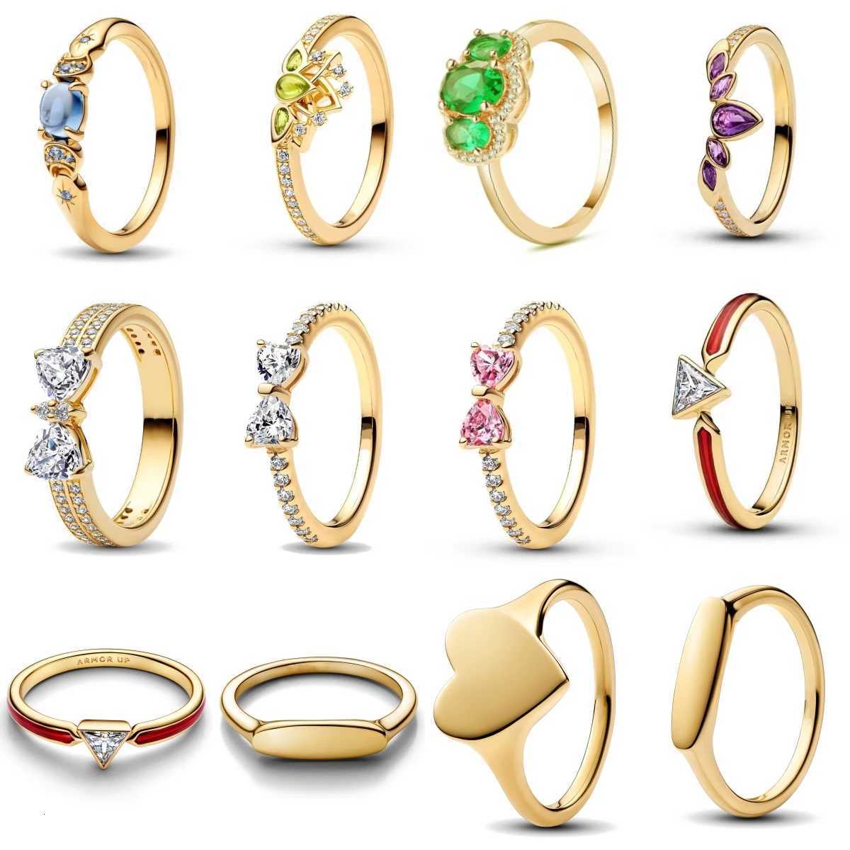 2025 New Original 925 Sterling Silver 18K Gold Plated Ring Bow Heart Lotus Rings For Women Valentines Birthday Gift DIY JewelryXJ251025