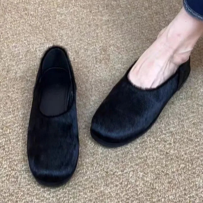 Fur Flats Shoes Loafers Women Casual Shallow Autumn Trend Furry Comfort Soft Sole 251023