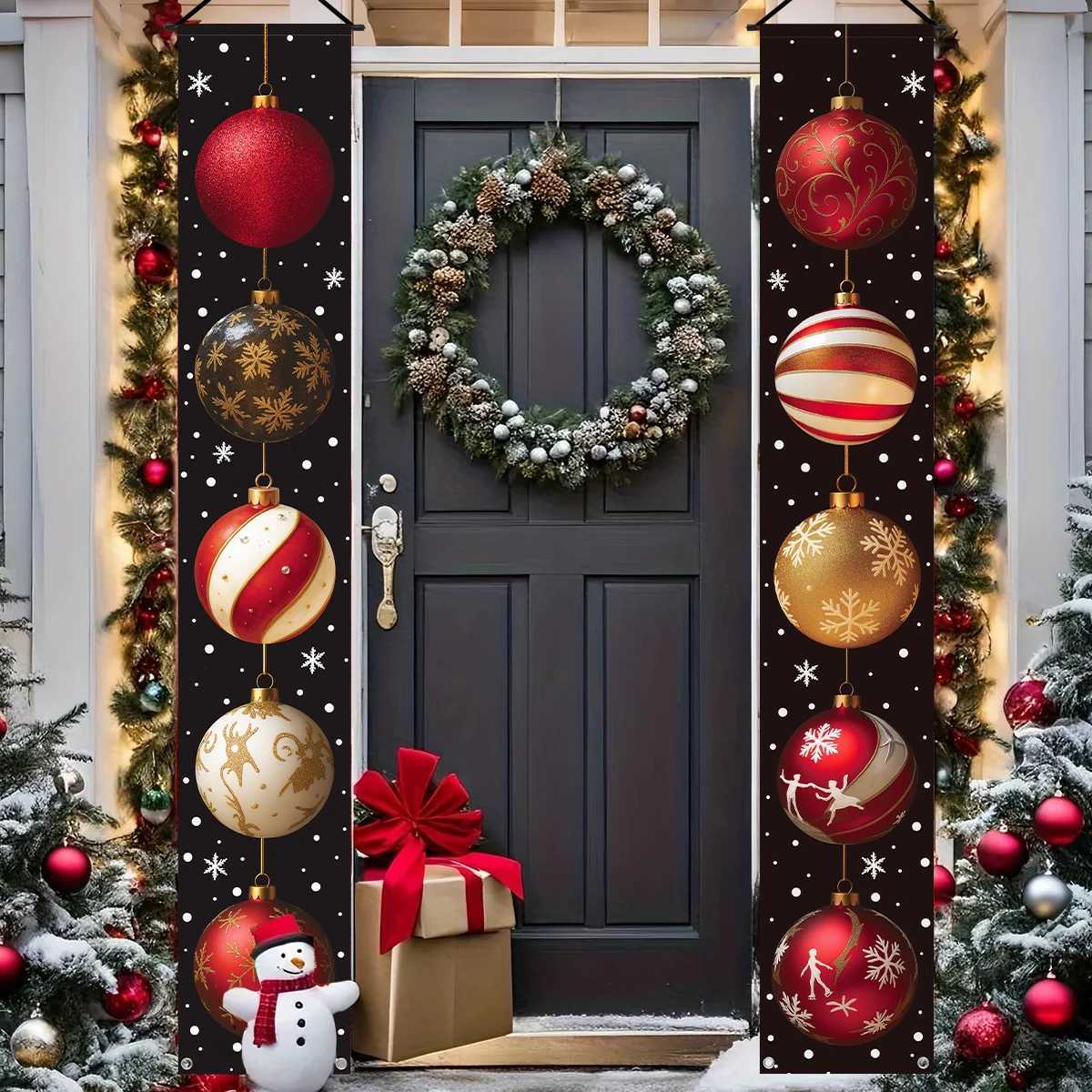 Christmas Hanging Door Banner Merry Christmas Decoration for Home 2025 Xmas Ball Decor Navidad Notal Noel Ornament New Year 2026 C251024