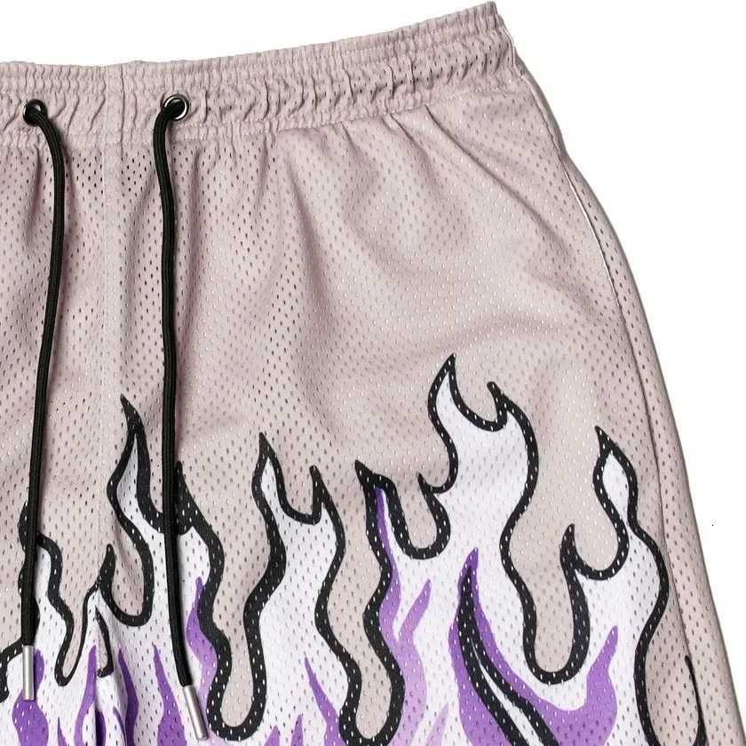 Mesh Breathable Mens Shorts Fitness Basketball Running Quickdrying Shorts Loose Flame Print Fashion Shorts Summer ShortsXJ251025