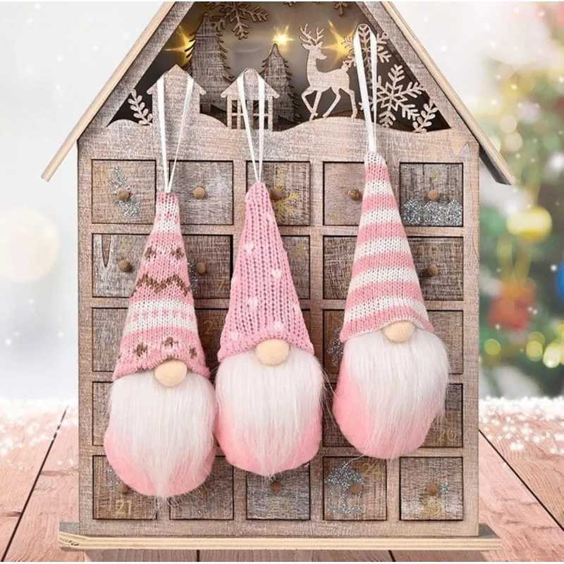 3pcs Christmas Hanging Decorations Swedish Handmade Plush Santa Elves Holiday Tree Ornaments Home Christmas Decor C251024