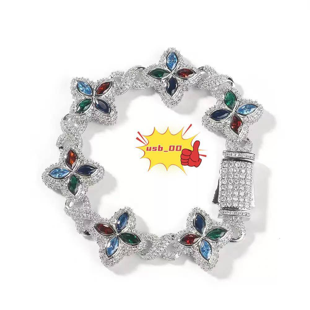 Moissanite Necklace Four-leaf Clover Bracelet Custom Hip Hop Jewelry Vvs 19mm Cuban Chain For Rapper