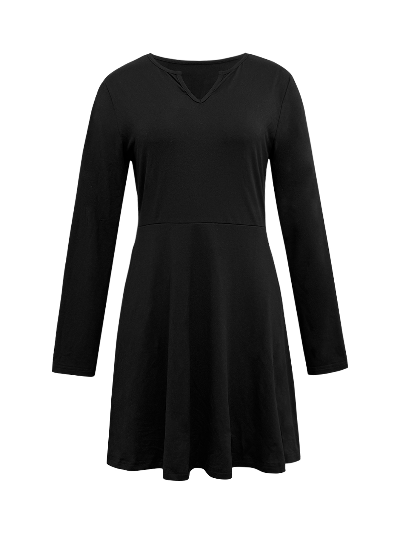 Autumn Winter Women's Fashion Elegant Solid Color V-Neck Minimalist High-End Commute Daily Dating Dress, Milk Silk Black Dress, S-XXL---CF51310