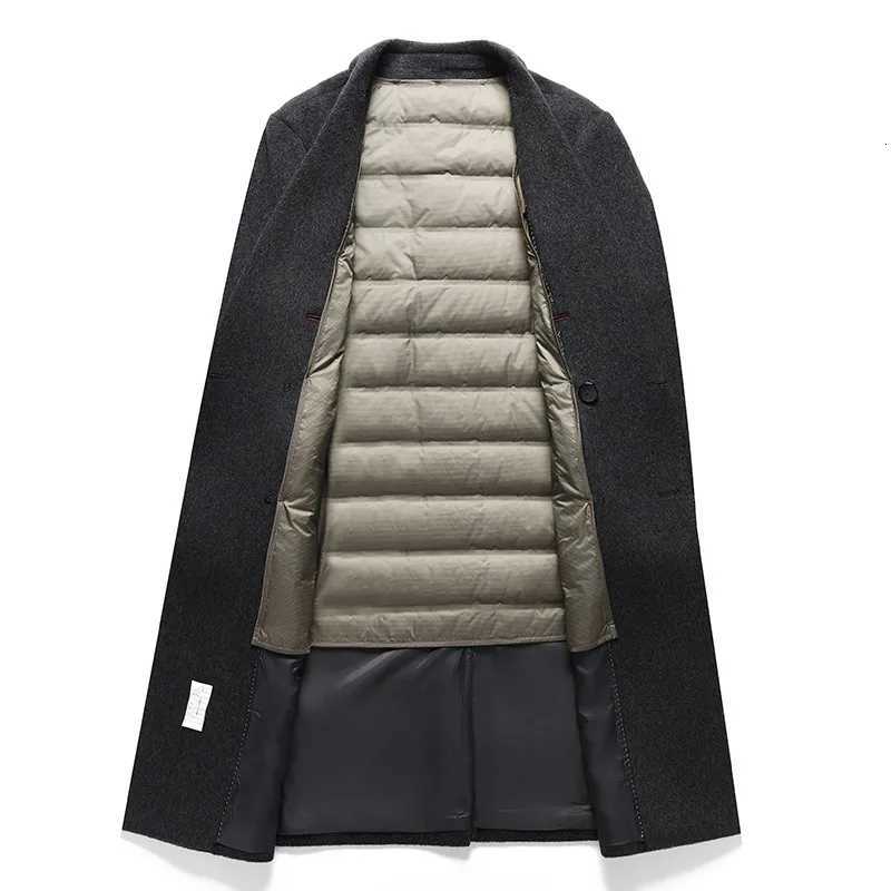 Classical British Style Men Double Breasted Cashmere Overcoat With Detachable Puff Lining Ecofriendly Wool Blend Coat Old MoneyT251025