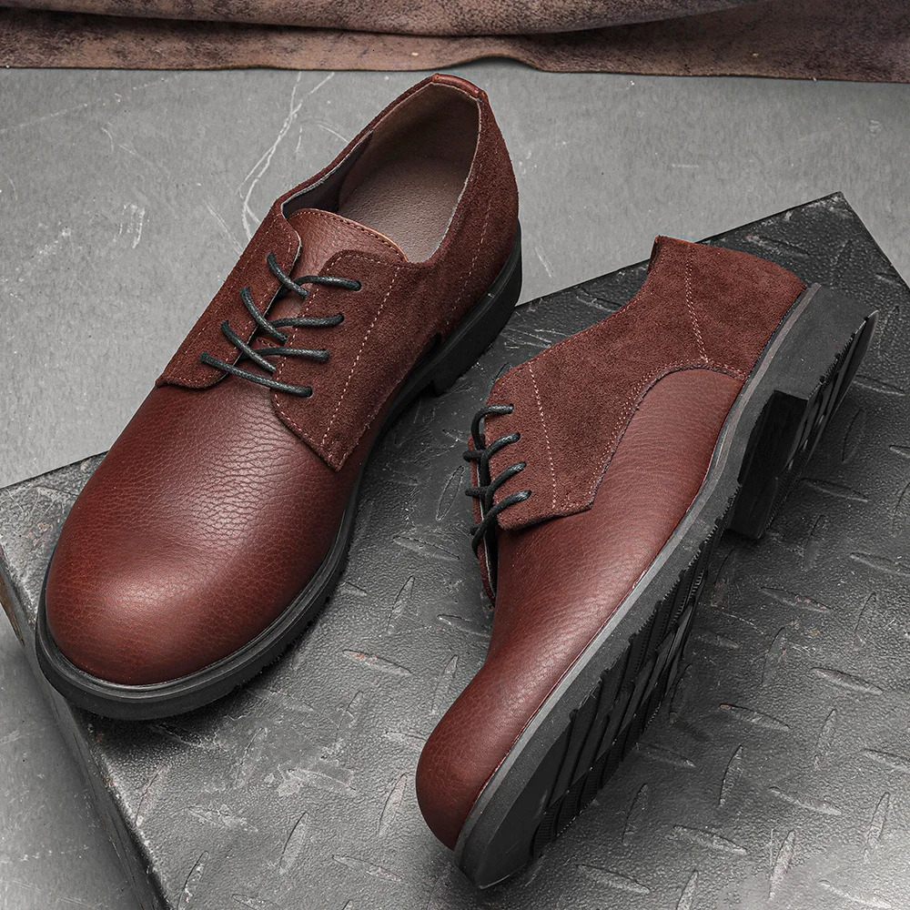 Genuine Leather Men Derby Shoes Thick Sole Men Casual shoes Men Leather Shoes 251023