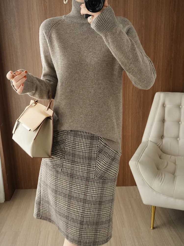 Fashion Basic Autumn Winter Merino Wool Sweater Mock Neck Cashmere Pullover Solid Color Soft Long Sleeve Clothing TopsT251025