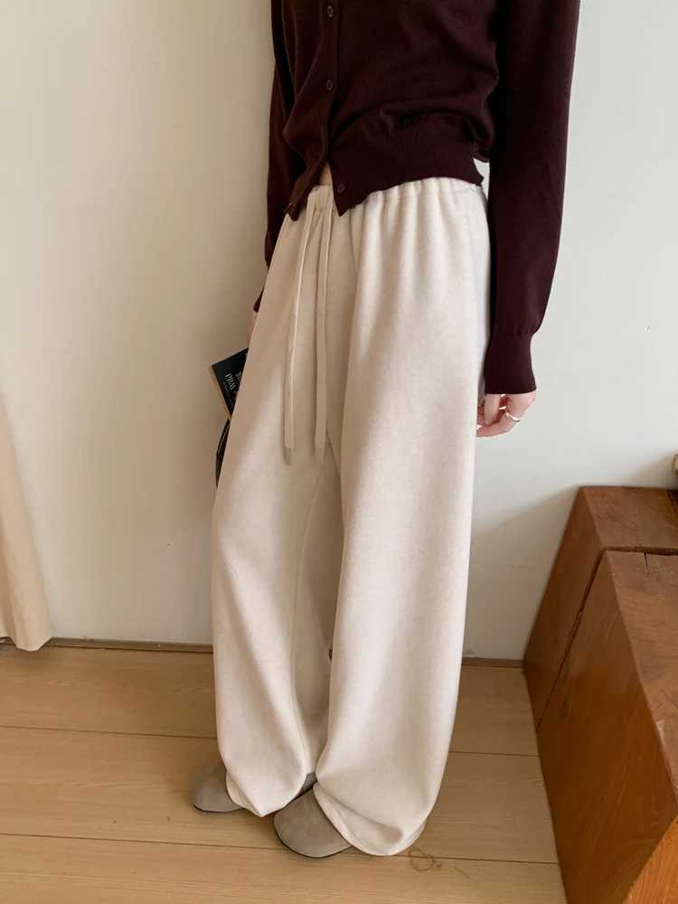 4Colors Womens Winter Pants Velvet Wide Leg High Waist Thick Vintage Loose Pants Gray Casual Warm Fleece Pants for Womenxy3618T251025