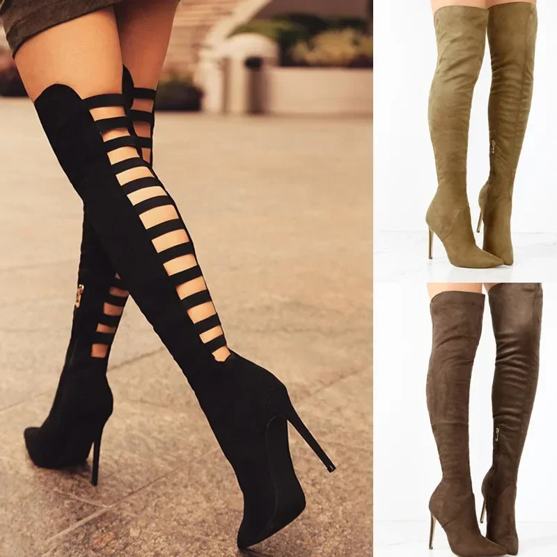 Sexy Black Womens Long Boots Women Autumn Heels Shoes Over The Knee Thigh High Heel Boots Female Woman Summer Stretch Boot 10cm 251023