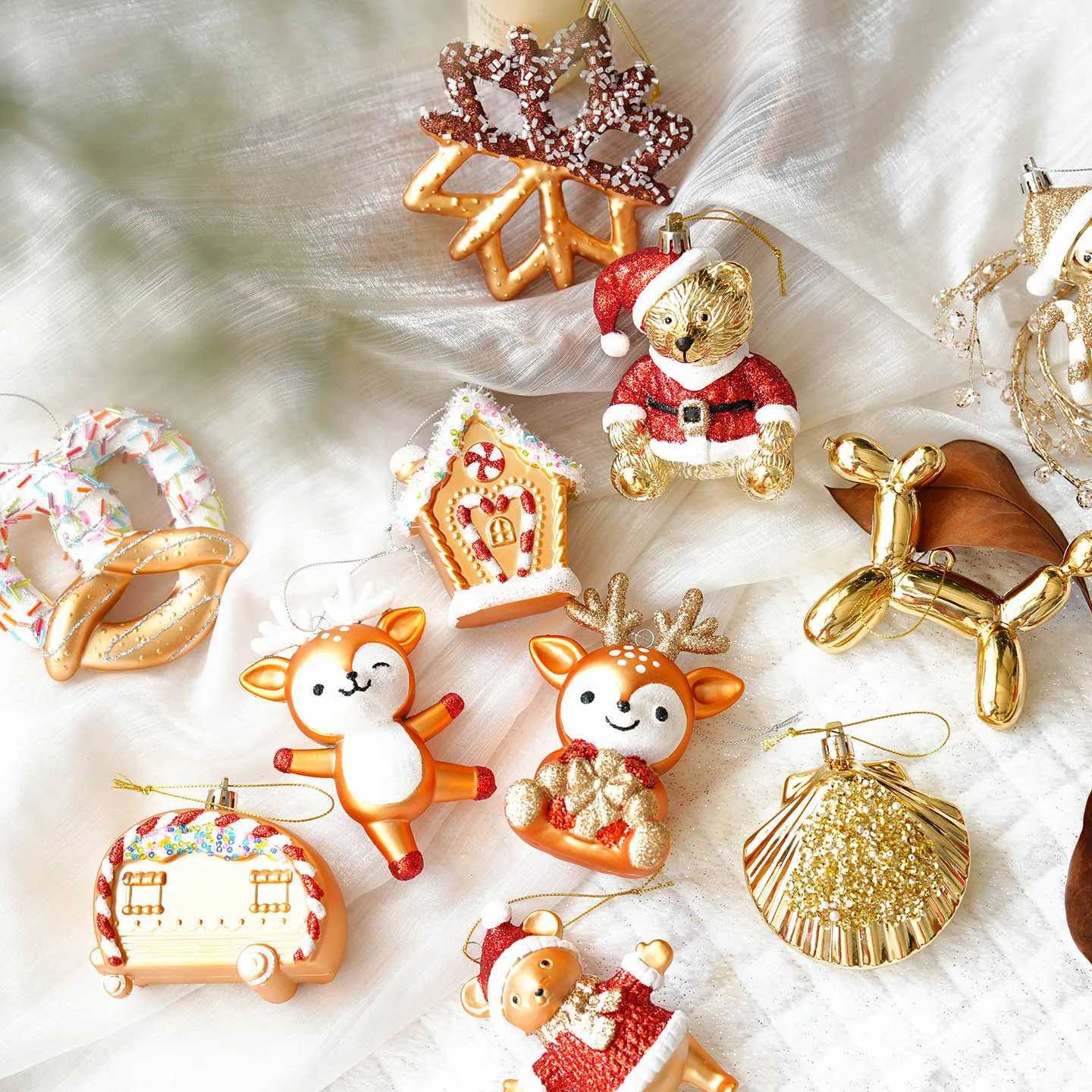 Christmas Atmosphere Balloon Dog Small Pendant Christmas Tree Snowflake House Pendant Small Ornament Wreath Accessory C251024