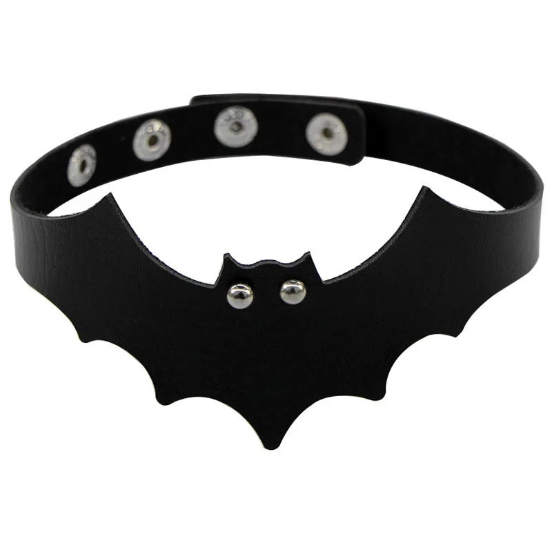 Woman Black Bat Punk Choker Collar Necklace Sexy PU Leather Heart Lock Key Spike Gothic Cosplay Accessories Party Jewelry 251023