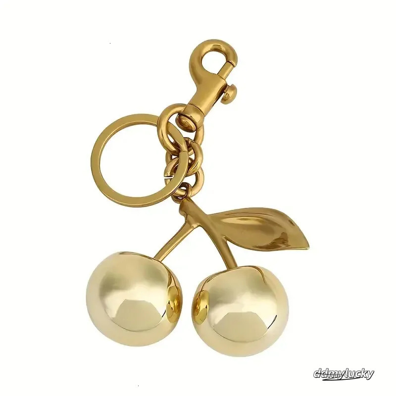 Elegant Cherry Keychain Charm - Shiny Resin And Metal Bag Accessory For Women's Purse Or Handbag Ddmylucky