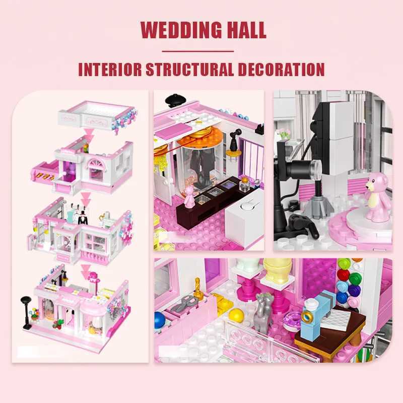 Creative Street View Wedding Salon Manor Garden House Coffee Shop Model Building Blocks City Architecture Mini Bricks Toys Gifts C251023