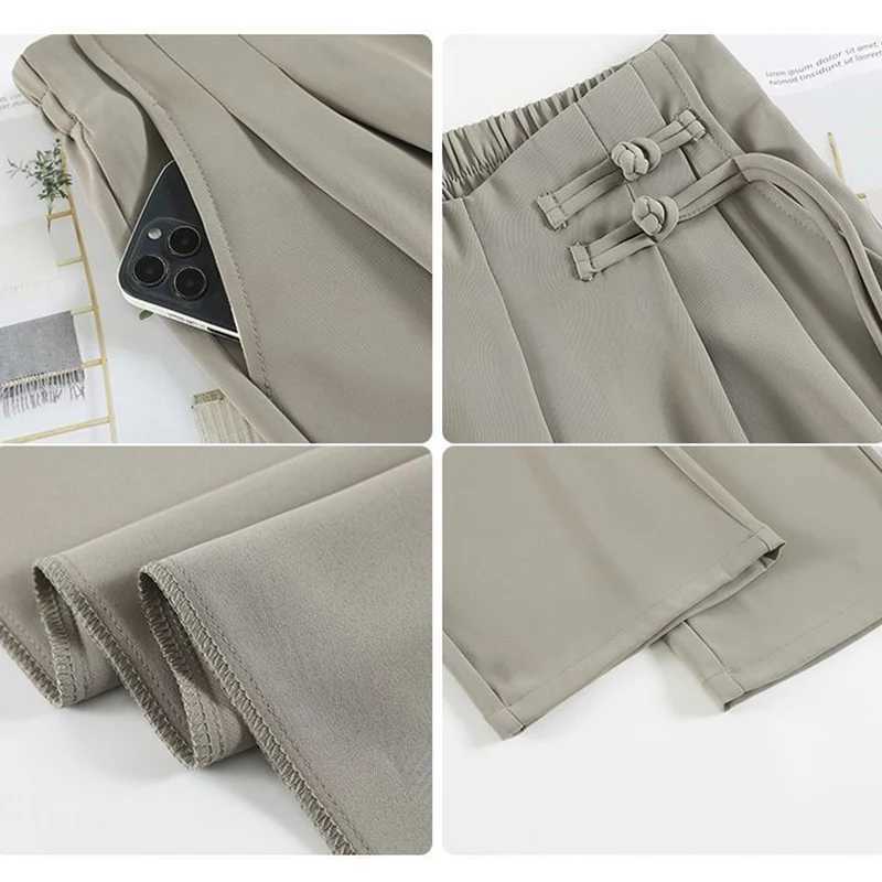 2025 Summer New Lady Straight Leg Suit Pants Female Chic Designer High Waisted Trousers Women Fashion Solid Loose Daily SlacksT251025