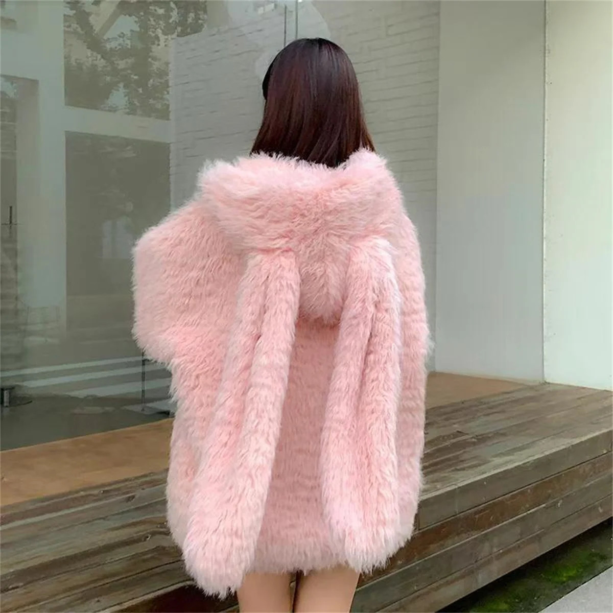 Cute Cartoon Rabbit Ear Hoodie Sweatshirt Women Spring Autumn Punk Hoodies Tops Females Outwear Clothes Zip Up Pink Tops 251021