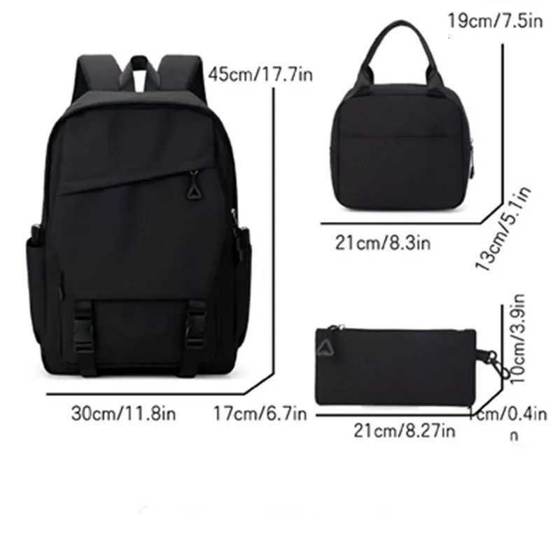 3pcsset Student Backpack boys girls School Bags for Teen Men Women Tote Bag CluTCh Pocket Nylon Backpacks Travel Bag W251025