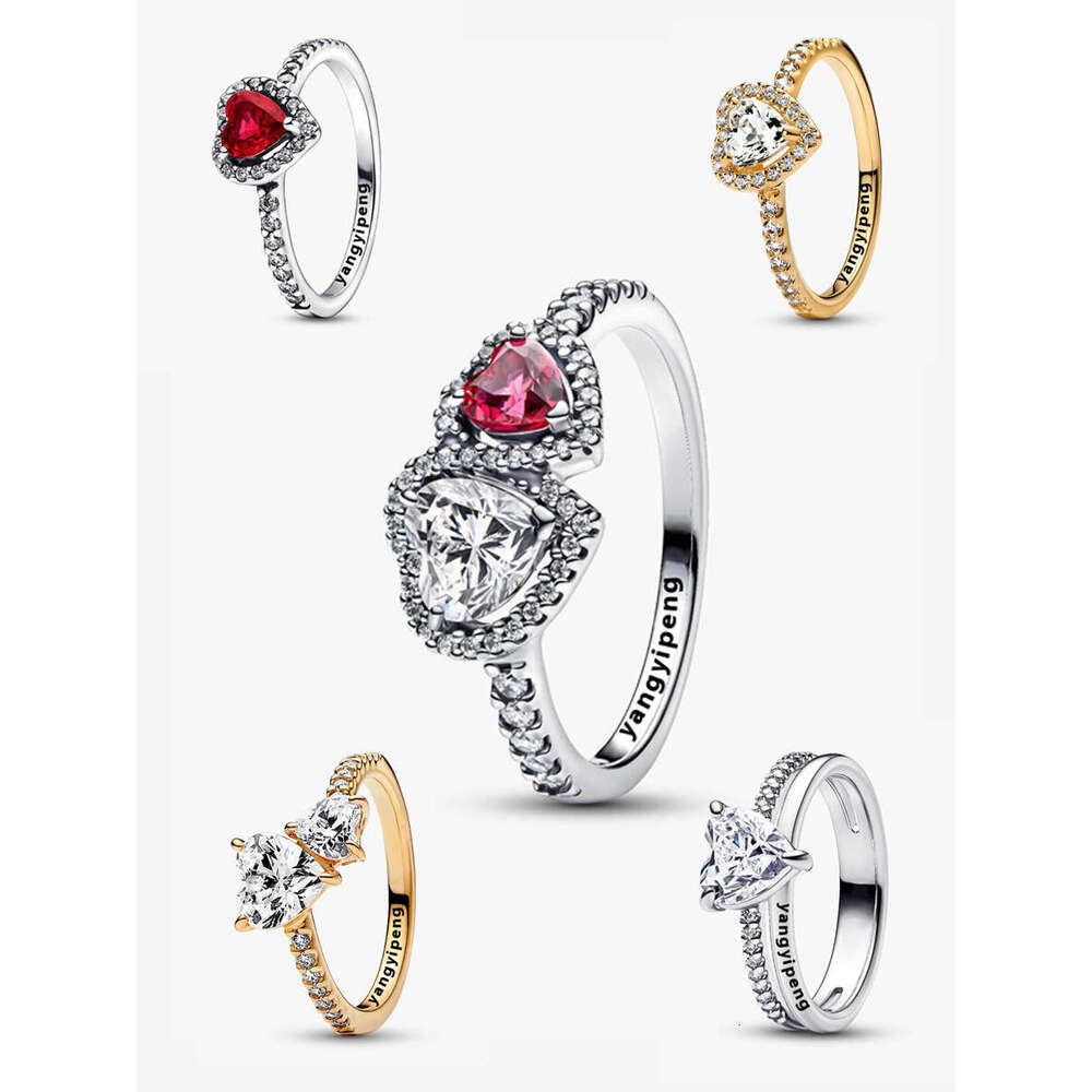 19 models designer ring sparkling luxurious red heart ring, fashionable couple style non fading ring engagement ring