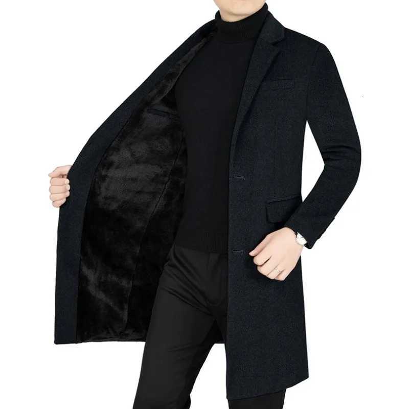 New Winter Men Fleece Woollen Overcoats Business Casual Cashmere Trench Coats Long Jackets Quality Male Winter Coats Wool BlendsT251025