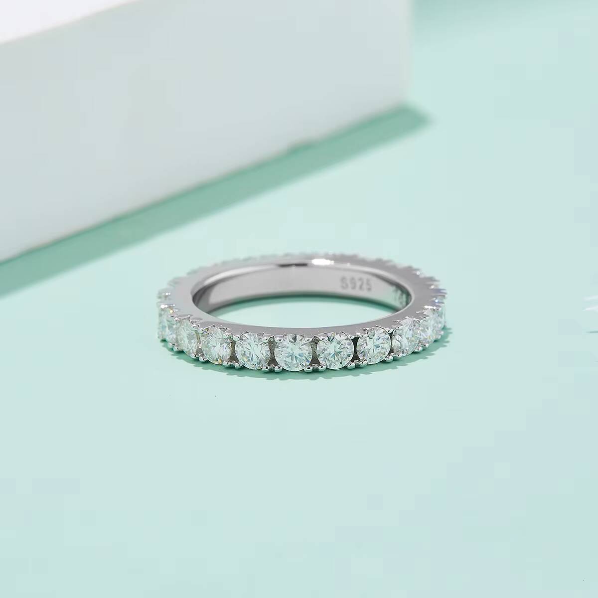 S925 Silver Platinum Moissanite Full Ring 30mm Stylish Ring Micro Nail Diamond Stone 30mm Stylish Ring Micro Nail Diamond