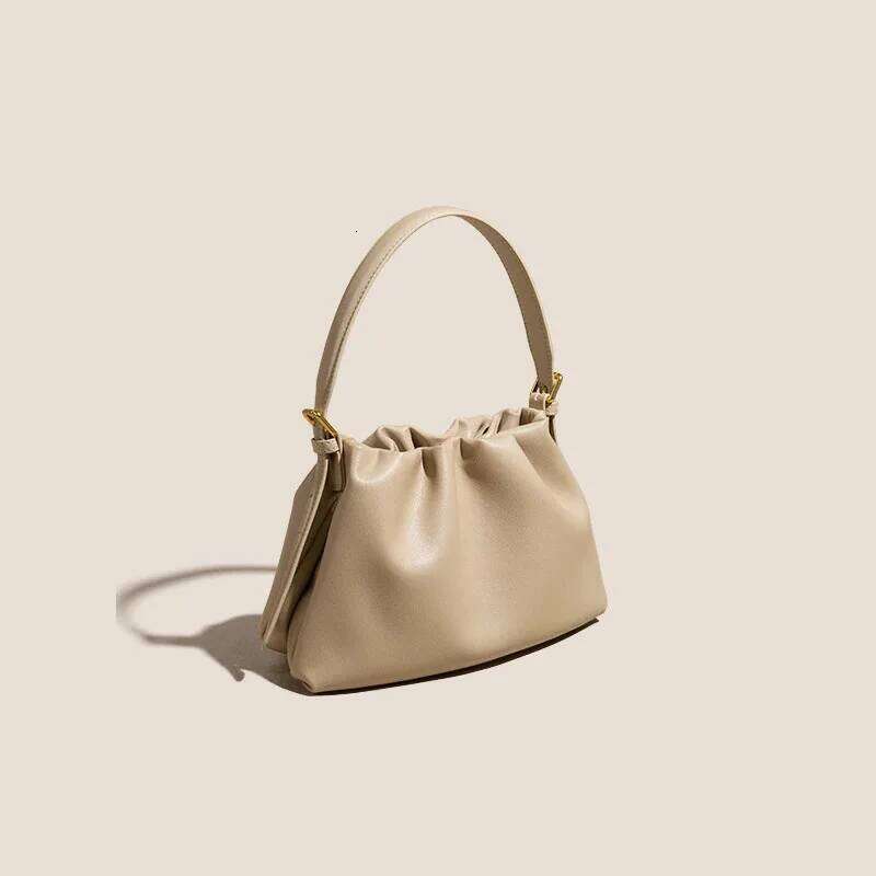 Women Genuine Leather Small Clutch Underarm Bags Fashion Shoulder Cloud Messenger Pleated Handbag Hobo Sling Bag 251023 1025