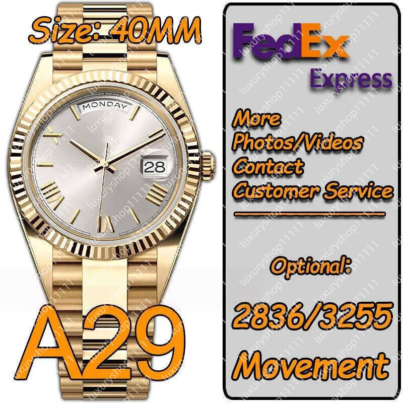 Mens Men Designer Watches Top Quality Dias Day Date 40MM Clean Factory Automatic Cal.3255 Movement Sapphire Glass Luminous Watch With Box