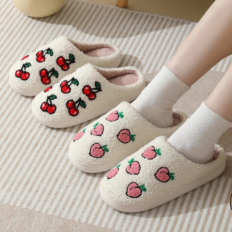 Slippers Women Cute Fruit Women Winter Indoor Warm Soft Sole Breathable Comfortable Nonslip Bedroom Casual Flats Cotton Shoes251020
