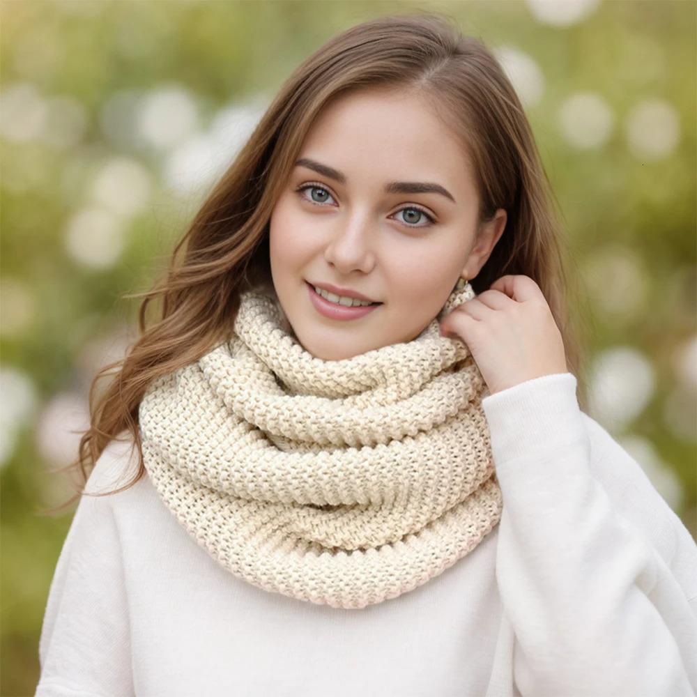 Chunky Circle Knitted Scarf for Women Snood Scarf Ring Acrylic Solid Neckerchief Warm Thick Winter Fashion 251020