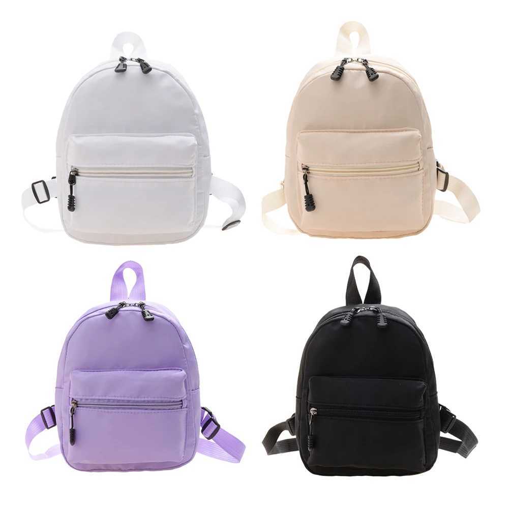 Fashion Solid Color Backpack Women Nylon Knapsack Preppy Style Mini Rucksacks W251025