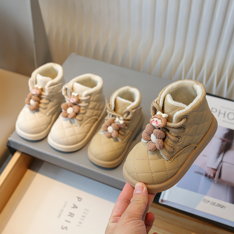 Women's designer fashion wool boots winter new item little girl Velcro short boots cotton boots soft soled baby girl cotton shoes