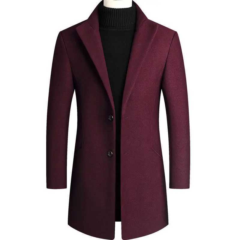 2025 Autumn Winter New Men Mid Length Wool Trench Coat Business Casual Slim Fit Multi Color Options Temperament StyleT251025