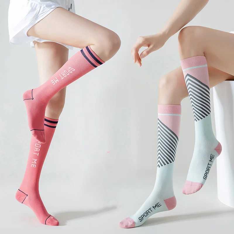 Compression Socks For Women Professional Sports Fitness Running Cycling Women Socks Highly Elastic Breathable Shaping Long Socks Y251024