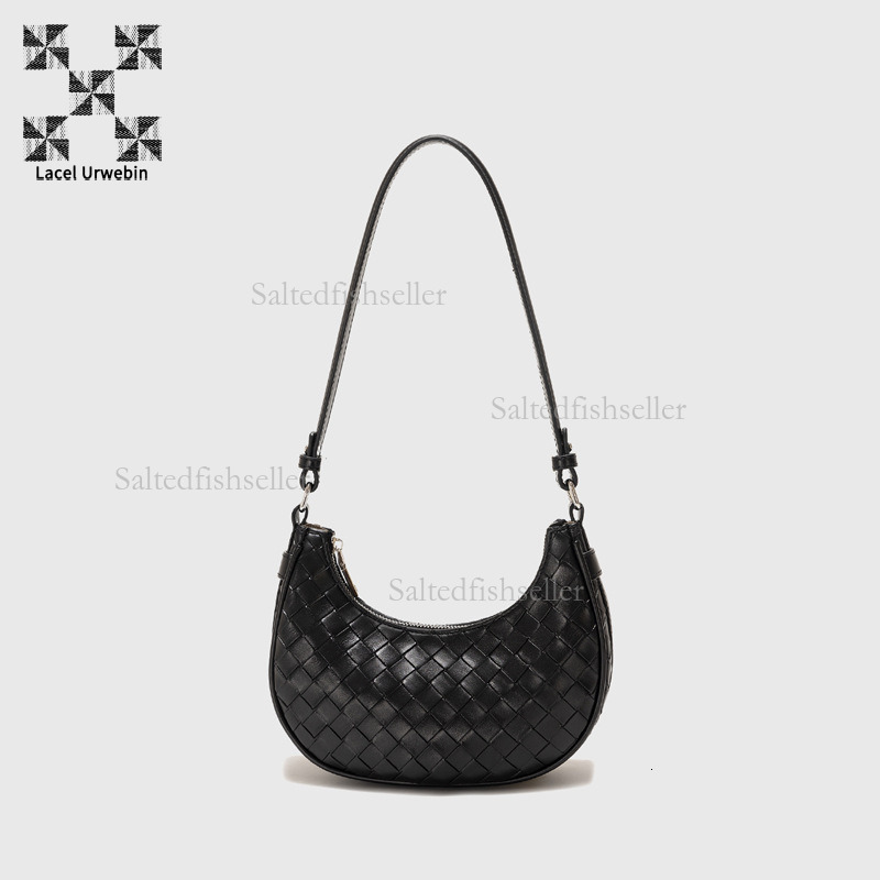 Lacel Urwebin Designer Luxury Knitted Crescent Handbag Fashion New Style Versatile High End Casual Simple Diamond Grid Single Shoulder Crossbody Bag
