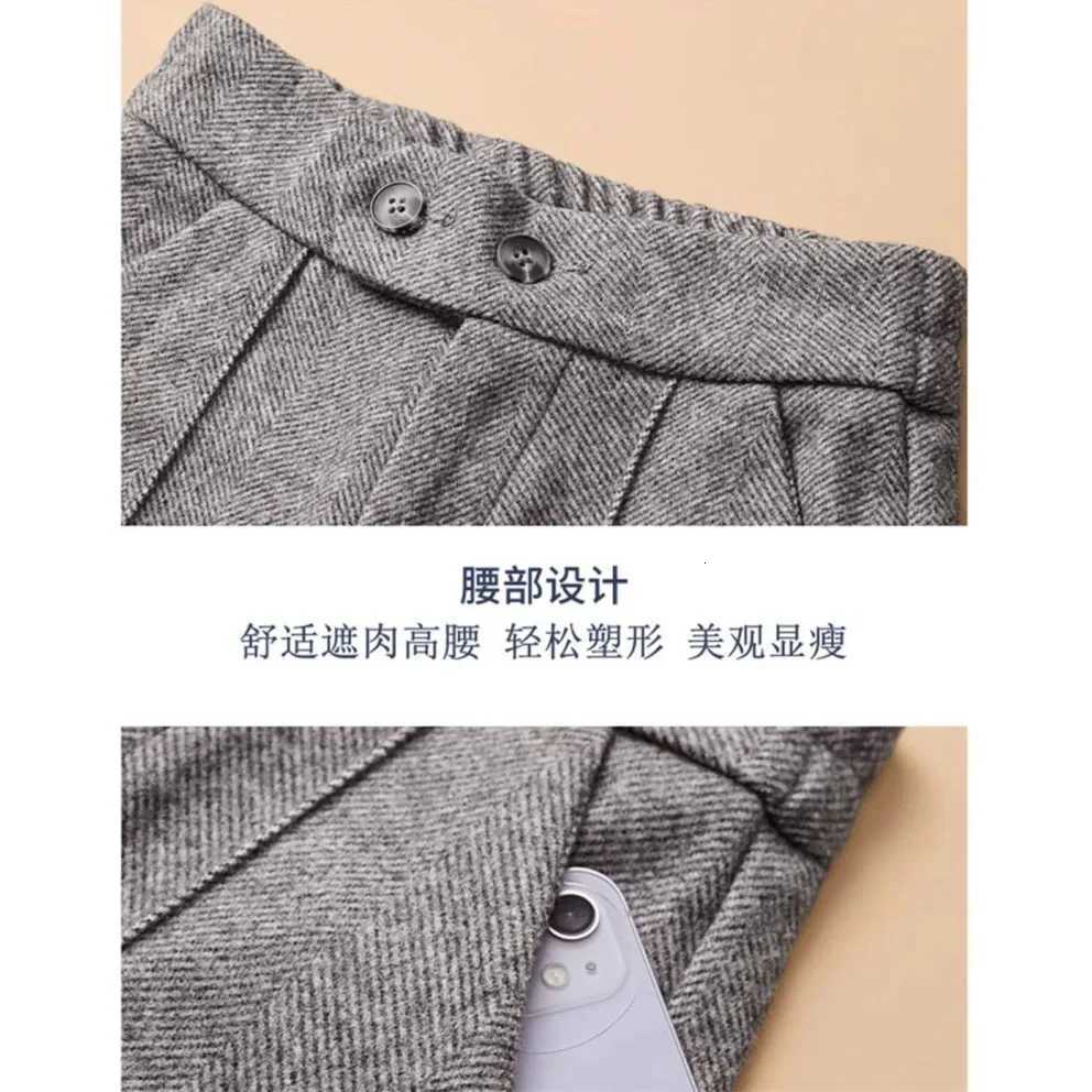New Autumn Winter Thick Woolen Pants For Women Elastic High Waist Casual Flared Pants Fashion Office Female Wool TrousersT251025