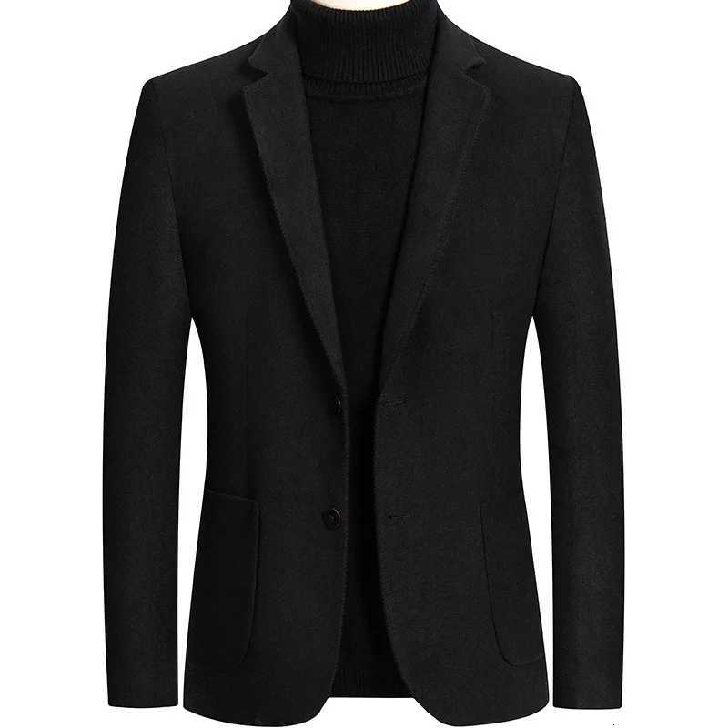 Blends Single Breasted Cardigan Coats Blazers Suits Men Long Sleeve Pockets Loose 2025 High Street Spliced Wool OuterwearT251025