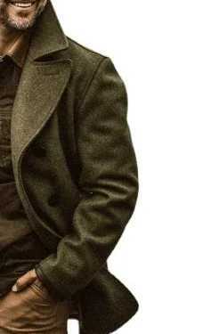 Men Autumn Winter Tweed Coat Solid Color Long Sleeve Turndown Collar Button Casual Warm Fashion Comfortable Regular Standard FitT251025