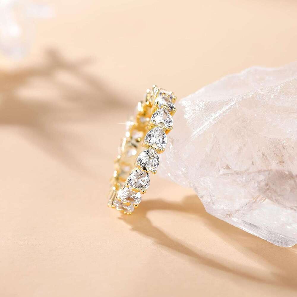 Wedding Band Women Infinity Heart-Shaped Cubic Zirconia Ring Engagement Stacking Promise Rings for Her Size 4-10