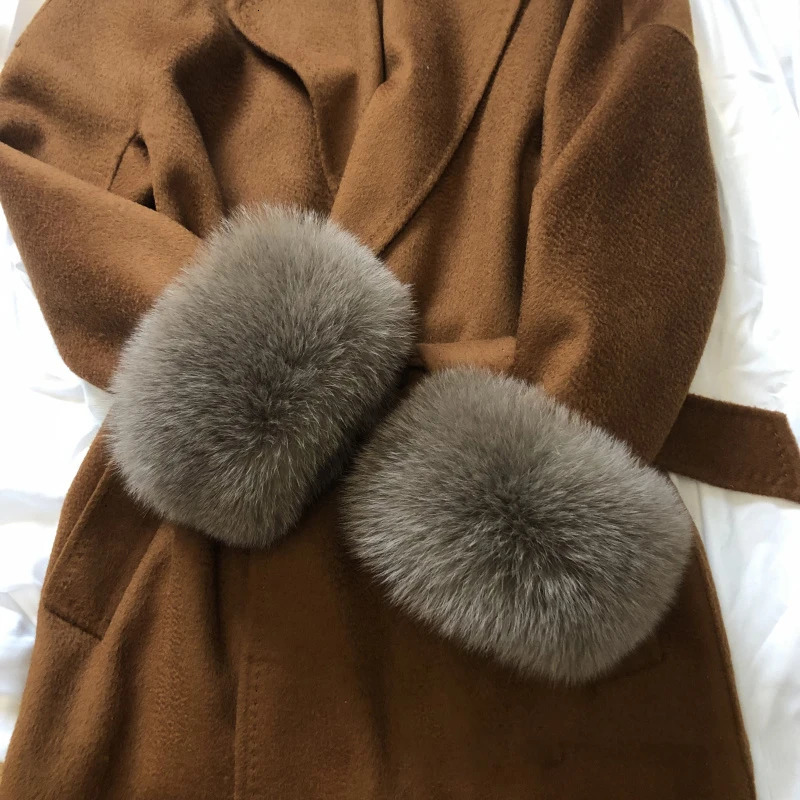 Fox Fur Cuffs Women Wrist Keep Warm Arm Warmers Warmer Sleeve Female Jacket Fur Cuff Fluffy Fur Cuff Ladies Warm Arm Cuff 251023