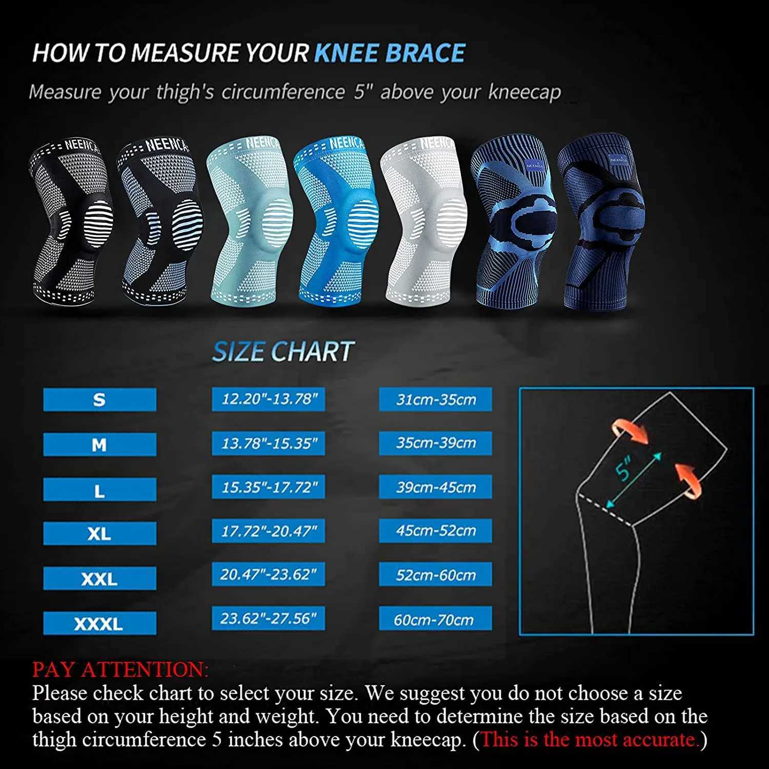 NEENCA Knee Brace Support with Side Stabilizers Patella Gel Knee Compression Sleeve for Knee Pain Meniscus Tear Injury Recovery Y251024
