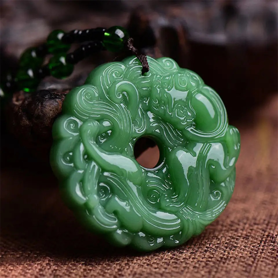 Green Jade HandCarved Dragon Hollow Jade Pendant Necklace Fashion Chinese Amulet Women ManS Lucky Necklace Jewelry Gift 251023
