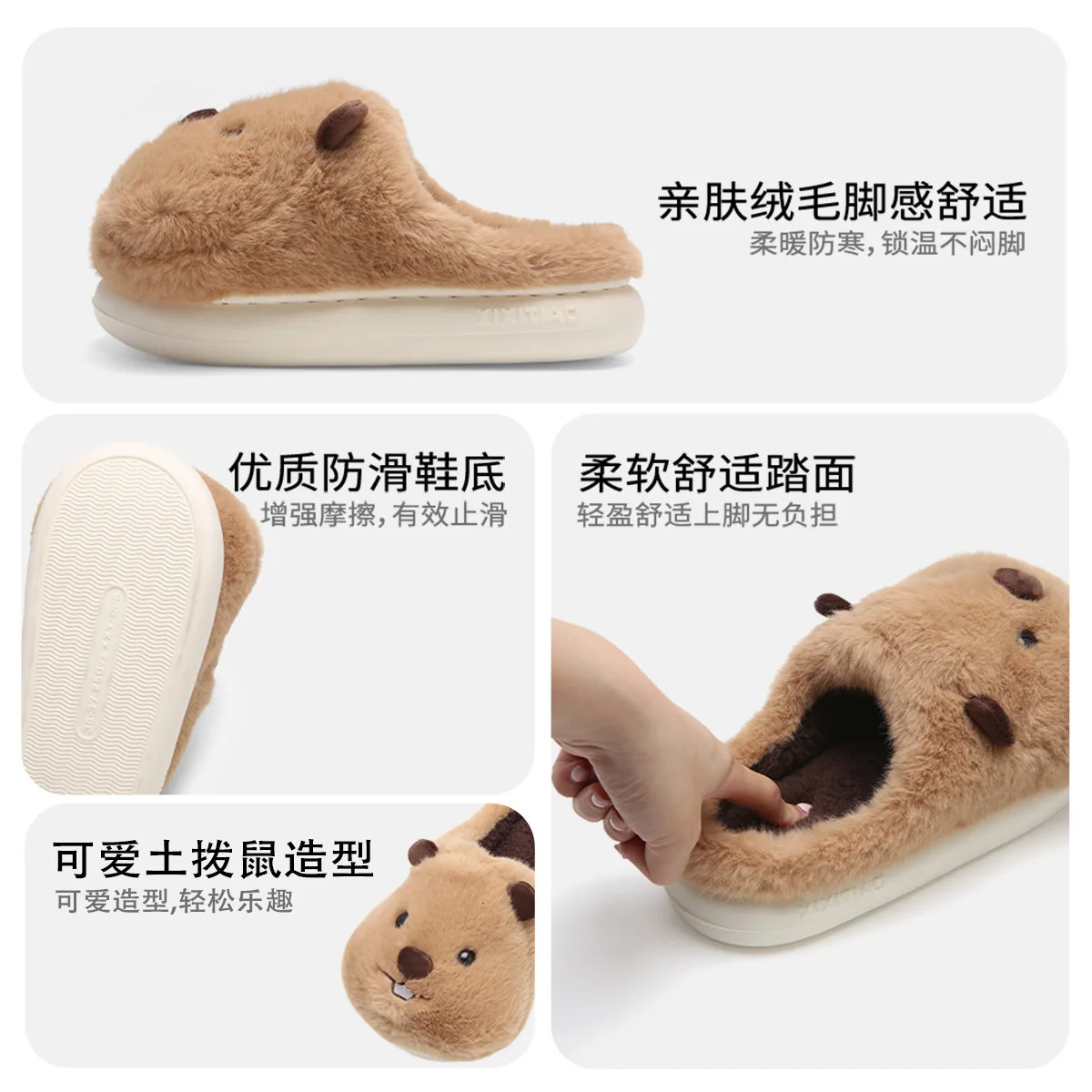 2025 Indoor Fluffy Slippers For Women Men Winter Warm Shoes Soft Plush Cute Cartoon Style Couples Home Floor Cotton Slipper251020