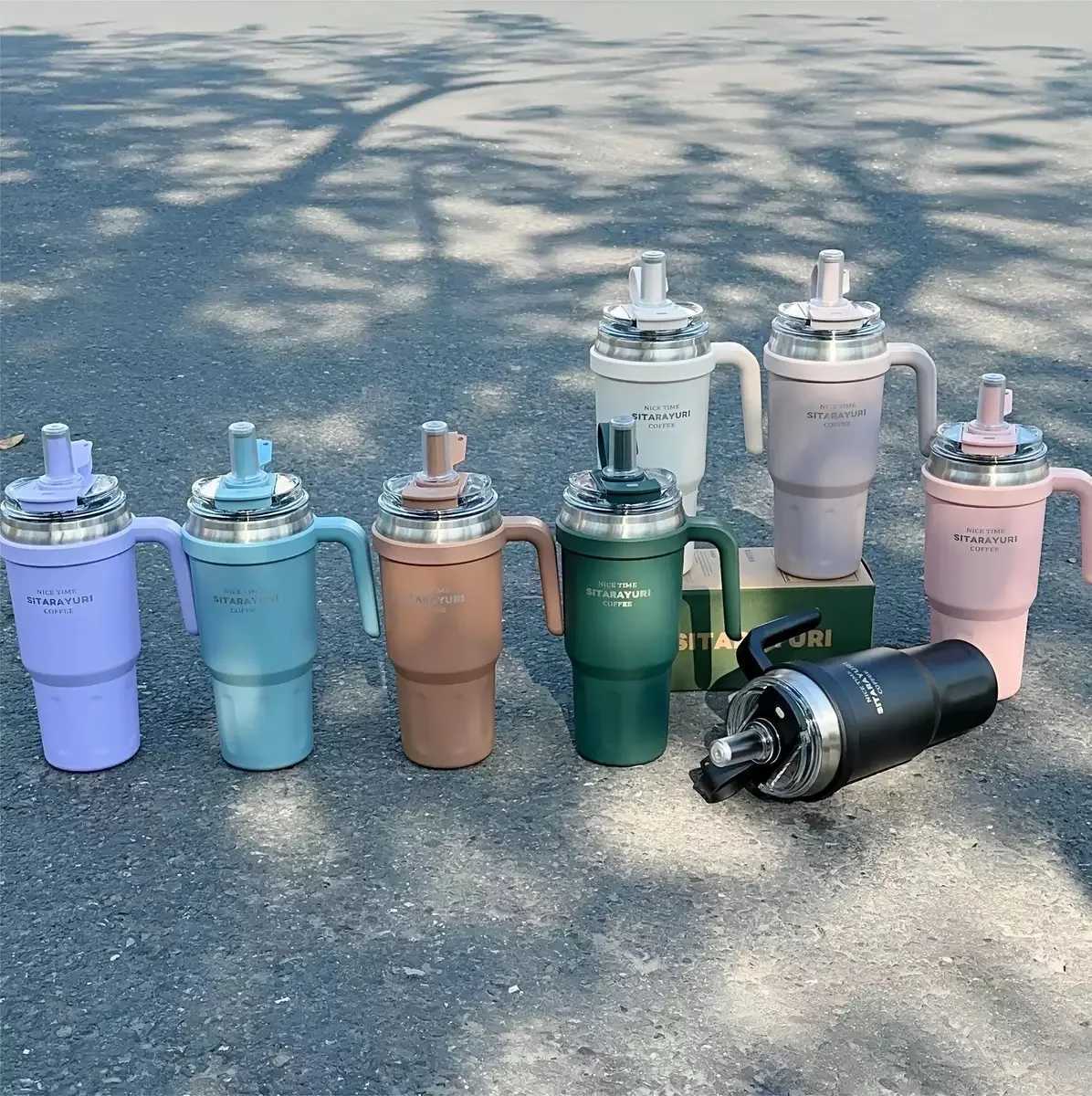 Large capacity handle stainless steel insulated cup cold cup car cup coffee cup travel cup J251025