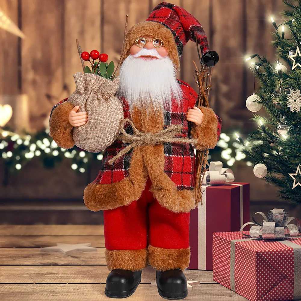 32cm Christmas 12 Inches Santa Claus Standing Posture Doll Festival Party Santa Claus Decoration Ornament C251024
