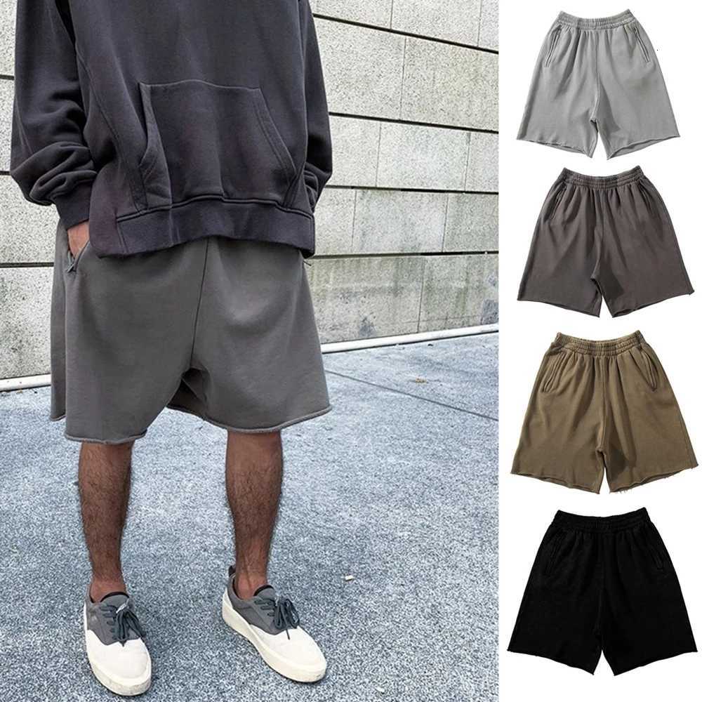 Men Cotton Shorts Thick 380g Bodybuilding Short Sweatpants Fitness Jogger Gym Men Grey West Shorts Black Zipper PocketsXJ251025