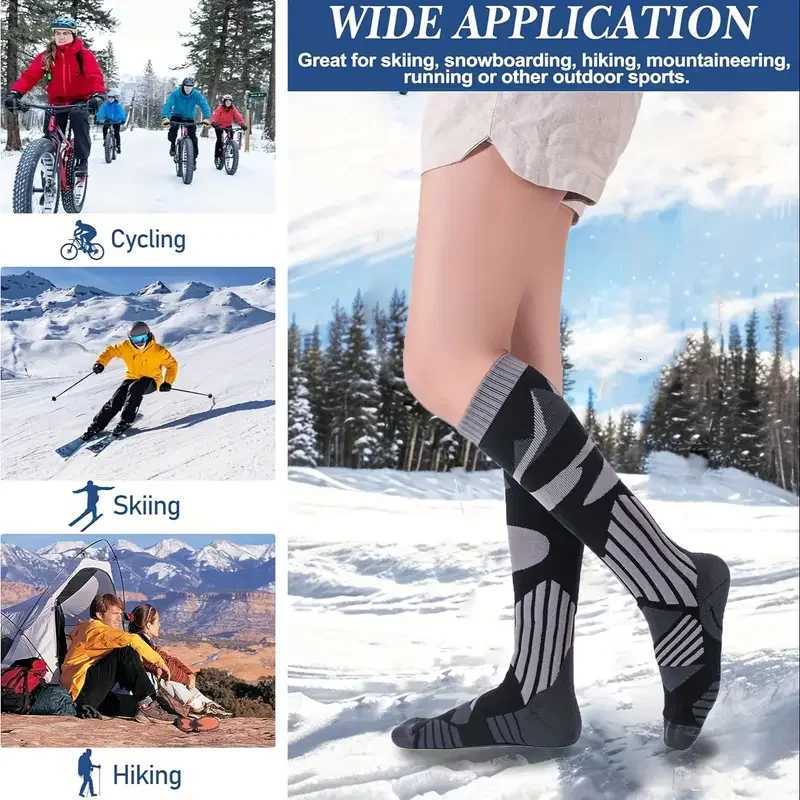 1Pair Ski Sock Thicker Sports Soft Thicken Cotton Winter Men Women Snowboard Cycling Soccer sock High Elastic Thermal Socks Y251024