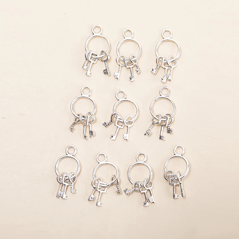 10pcslot Antique Silver Color Keys Charms Pendant DIY Handmade Keychain Necklace for Jewelry Making Accessories 251021