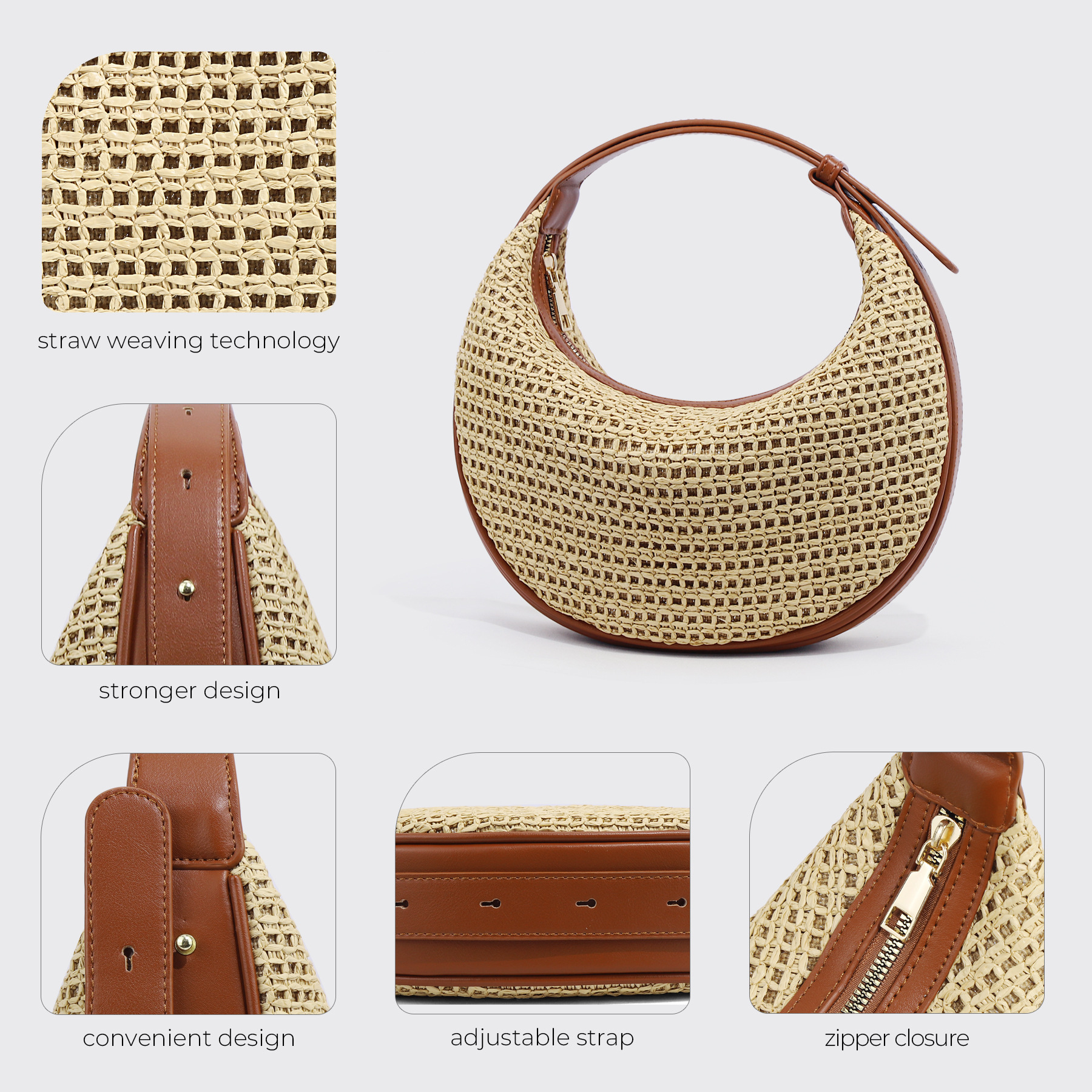 Luxury Brand Designer Bag Summer New Style Woven Moon Bag Versatile Shoulder Underarm Bag For Women Niche Crossbody Bag Lightweight