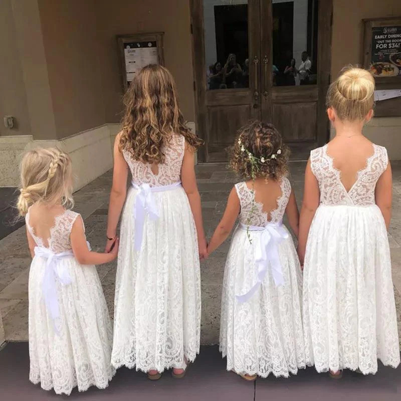 Girls Fashion Open Back Princess Dress 312 Years Old Mesh Lace Long Dress Birthday Wedding Flower Girl Performance Clothing 251023