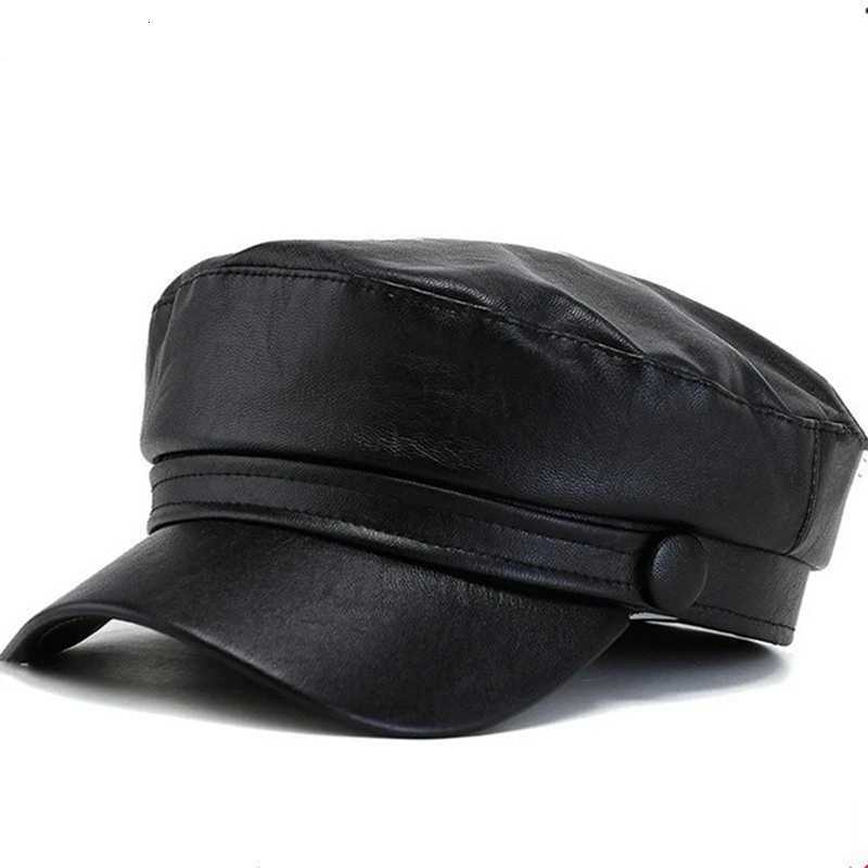 Pu Leather Solid Color Beret Retro Flat Top C Spring and Autumn Outdoor Casual Adt Sun Hats Hip Hop Hat Sunscreen Hat Sports Y251025