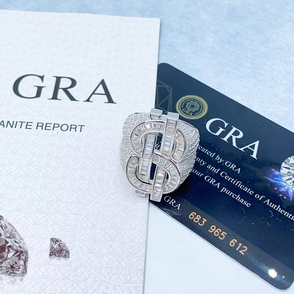 Hip Hop Ring VVS Moissanite Diamond Pass Diamond Tester 925 Sterling Silver Us Dollars Rings Iced Out for Men